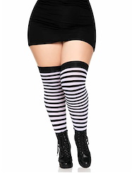 Front view of STRIPE PLUS SIZE THIGH HIGH