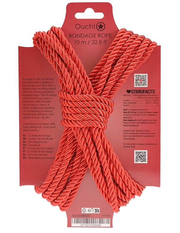 OUCH RED BONDAGE ROPE - 10M ALT1 view Color: RD