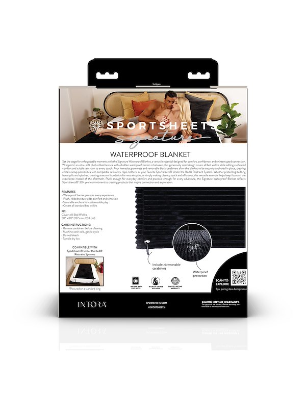 SPORTSHEETS SIGNATURE WATERPROOF BLANKET ALT4 view Color: BK