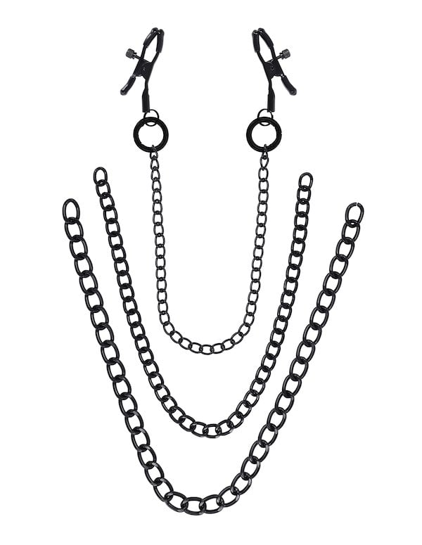 SPORTSHEETS SIGNATURE MIDNIGHT MUSE EXCHANGEABLE NIPPLE CLAMPS ALT1 view Color: BK
