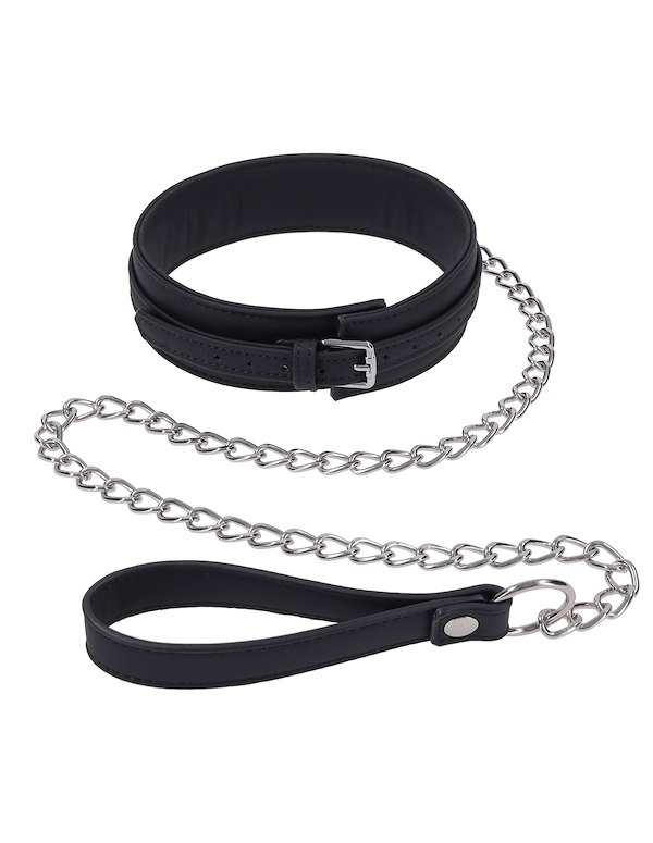 SPORTSHEETS SIGNATURE MIDNIGHT MUSE COLLAR & LEASH ALT2 view Color: BK
