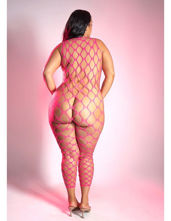 WANT IT ALL REVERSIBLE RHINESTONE PLUS SIZE BODYSTOCKING WITH PASTIES ALT2 view Color: NP