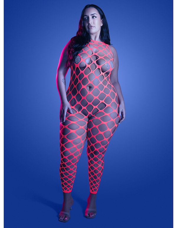 WANT IT ALL REVERSIBLE RHINESTONE PLUS SIZE BODYSTOCKING WITH PASTIES ALT3 view Color: NP