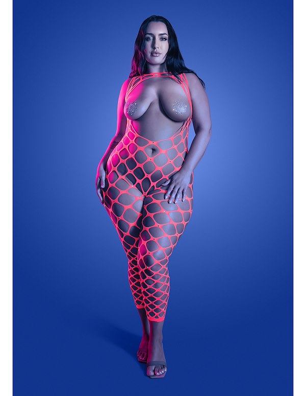 WANT IT ALL REVERSIBLE RHINESTONE PLUS SIZE BODYSTOCKING WITH PASTIES ALT4 view Color: NP