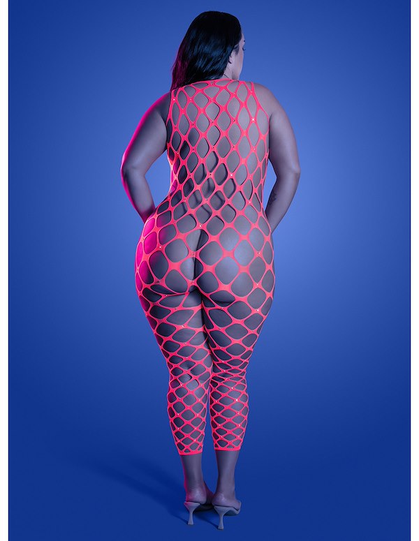 WANT IT ALL REVERSIBLE RHINESTONE PLUS SIZE BODYSTOCKING WITH PASTIES ALT5 view Color: NP