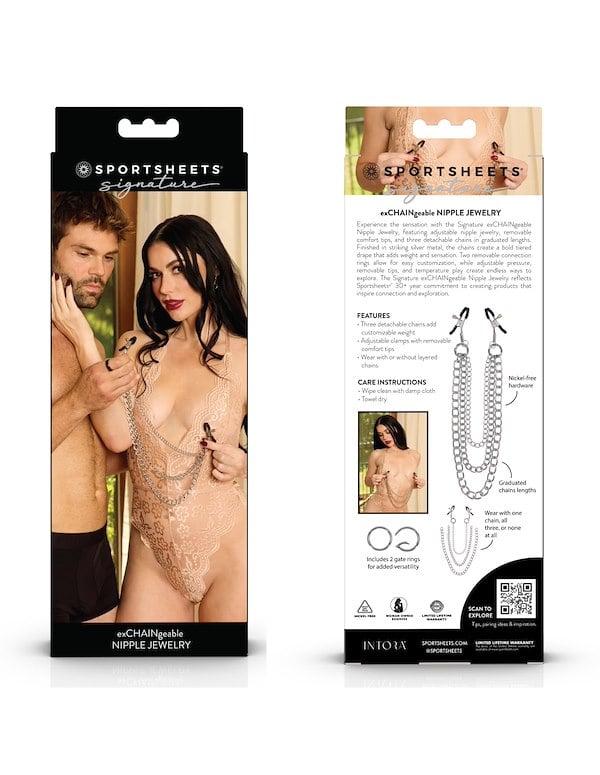 SPORTSHEETS SIGNATURE EXCHANGEABLE NIPPLE CLAMPS ALT5 view Color: SL