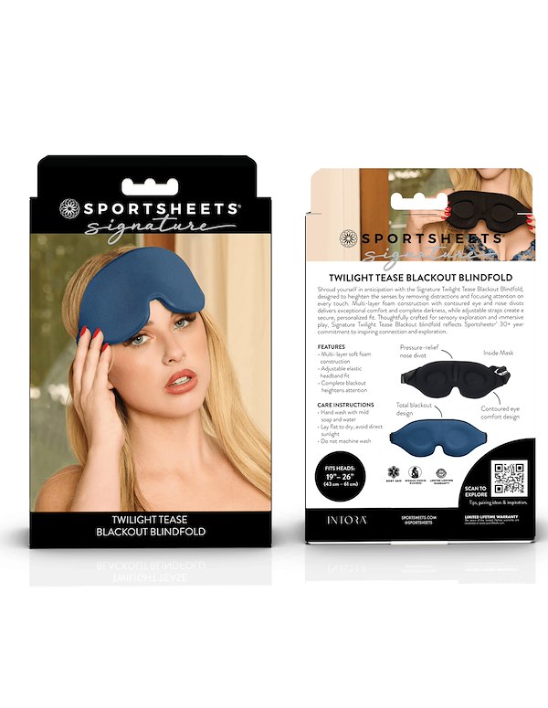 SPORTSHEETS SIGNATURE TWILIGHT TEASE BLACKOUT BLINDFOLD ALT5 view Color: BL