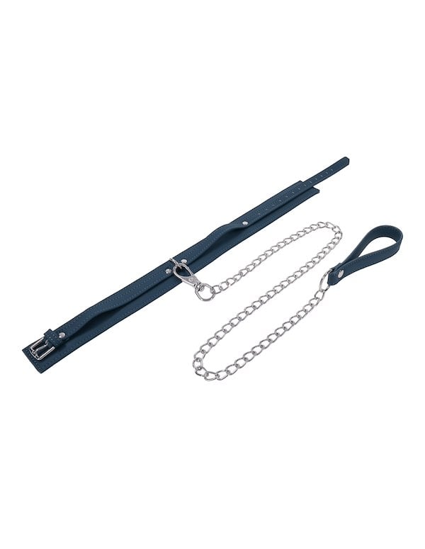 SPORTSHEETS SIGNATURE TWILIGHT TEASE COLLAR & LEASH ALT3 view Color: BL