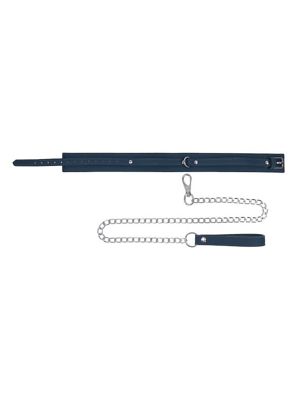 SPORTSHEETS SIGNATURE TWILIGHT TEASE COLLAR & LEASH ALT4 view Color: BL