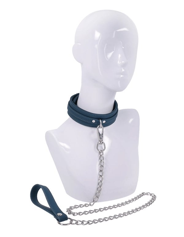 SPORTSHEETS SIGNATURE TWILIGHT TEASE COLLAR & LEASH ALT6 view Color: BL