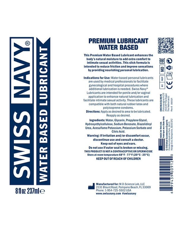 SWISS NAVY PREMIUM WATER BASED LUBRICANT - 8OZ ALT1 view Color: NC