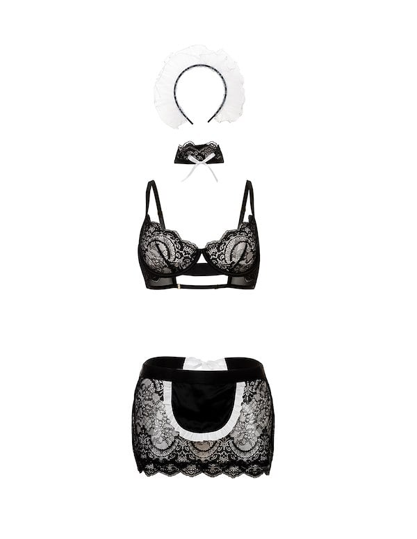 MAID IN FRANCE 4PC COSTUME ALT3 view Color: BW