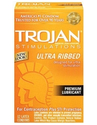 Front view of TROJAN ULTRA RIBBED 12PK