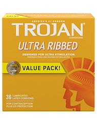 Front view of TROJAN ULTRA RIBBED 36PK