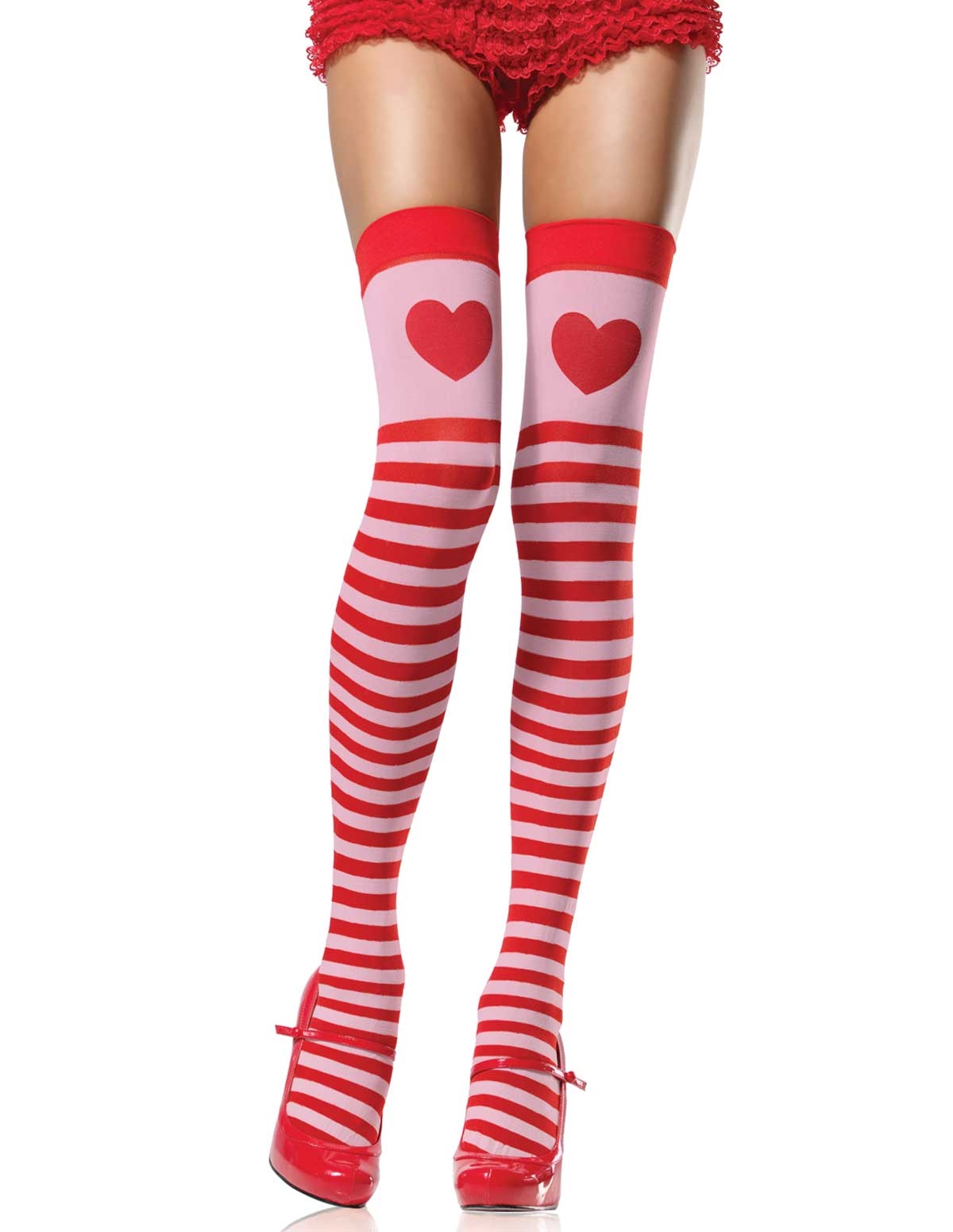 alternate image for Sweetheart Striped Thigh Highs