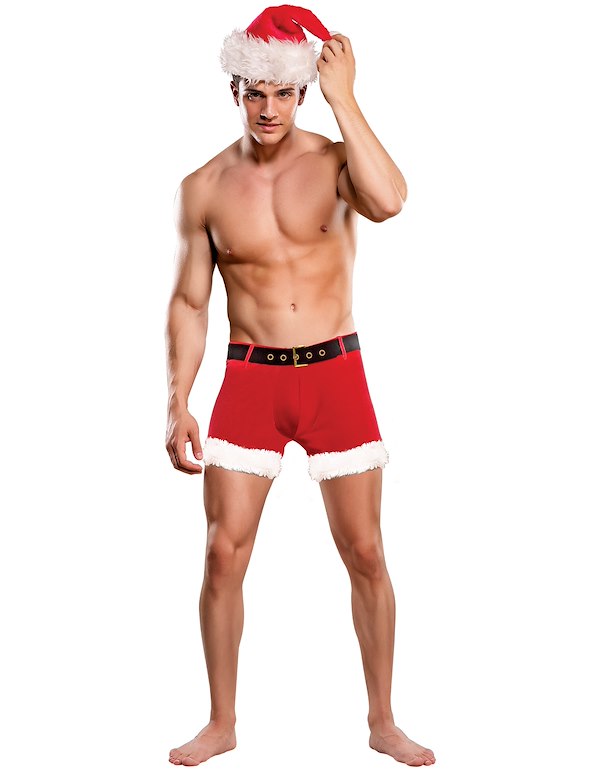 ST. DICK SANTA BOXER SHORT AND HAT SET ALT2 view Color: RD