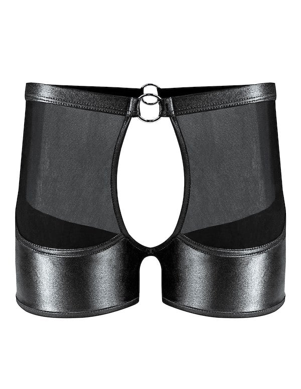 Double Exposure Wet-Look And Mesh Boxer ALT3 view Color: BK