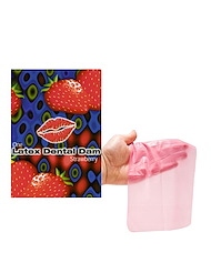 Front view of DENTAL DAMS STRAWBERRY