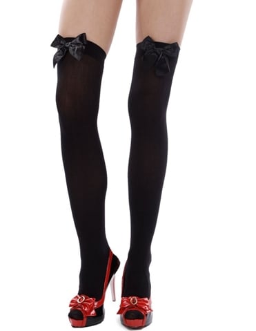 Opaque Thigh High W/Bow default view Color: BK