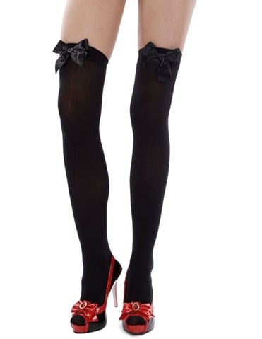 Opaque Thigh High W/Bow default view Color: BKB