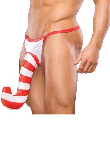 Mens Candy Cane G-String default view Color: WR