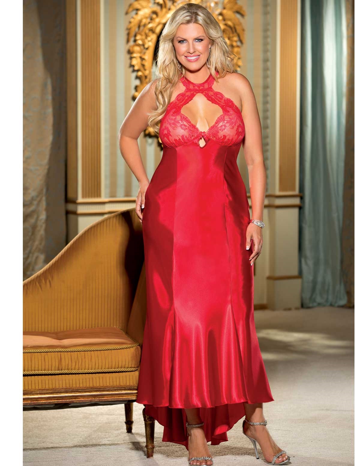 alternate image for Lace Halter Gown