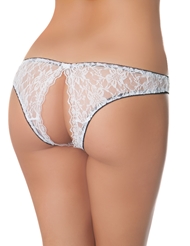 Front view of PEEK A BOO LACE TANGA