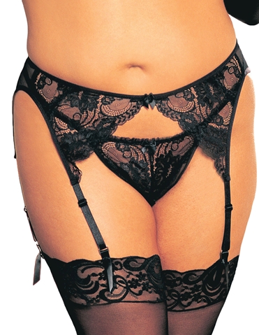 Scalloped Emroidery Thong default view Color: BK