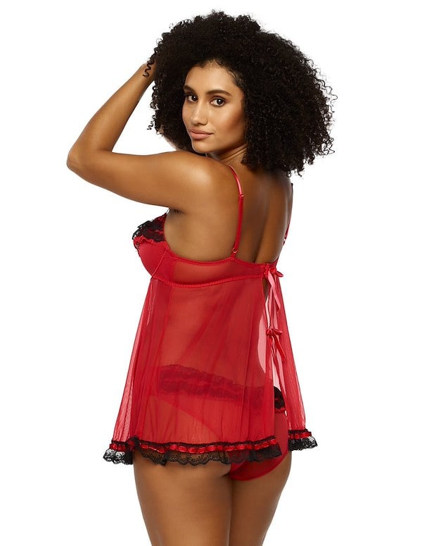RUFFLES GALORE BABYDOLL ALT1 view Color: RD
