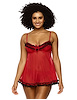 Additional TANGO RED view of product RUFFLES GALORE BABYDOLL with color code RD